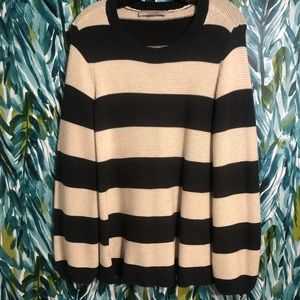 Grey and tan stripe knit sweater